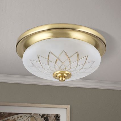 Stropna svetilka PORTO 1xE27/40W/230V pr. 26 cm zlata