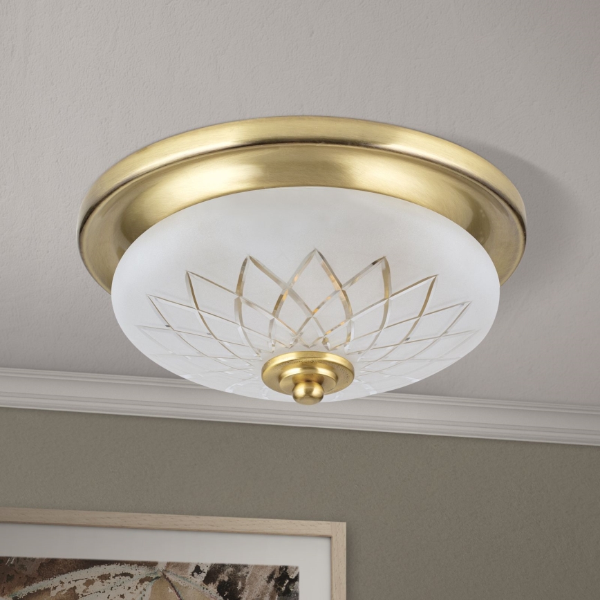 Stropna svetilka PORTO 1xE27/40W/230V pr. 26 cm zlata