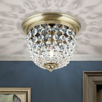 Kristalna stropna svetilka PLAFOND 1xE27/40W/230V pr. 26 cm bron