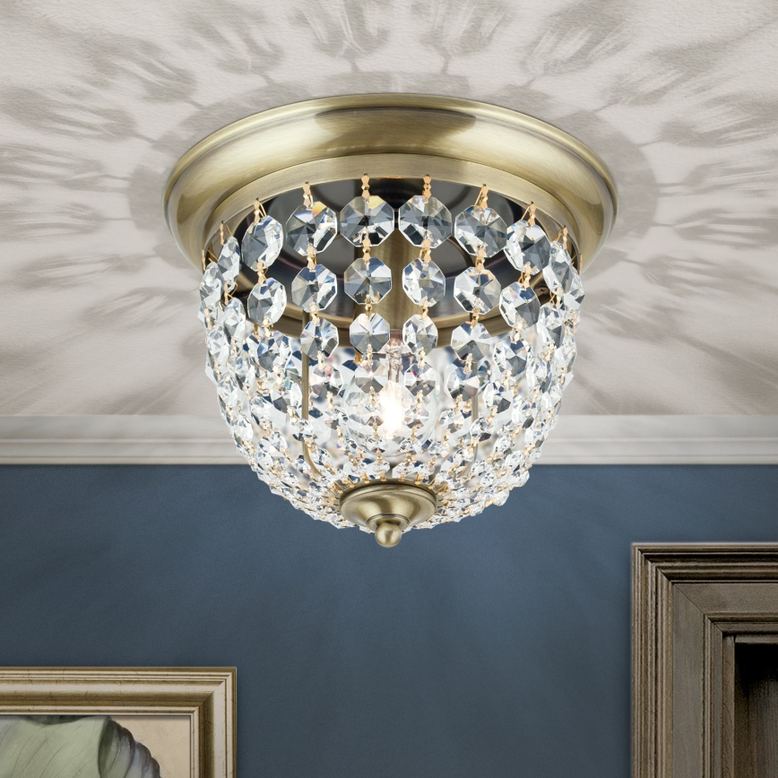 Kristalna stropna svetilka PLAFOND 1xE27/40W/230V pr. 26 cm bron