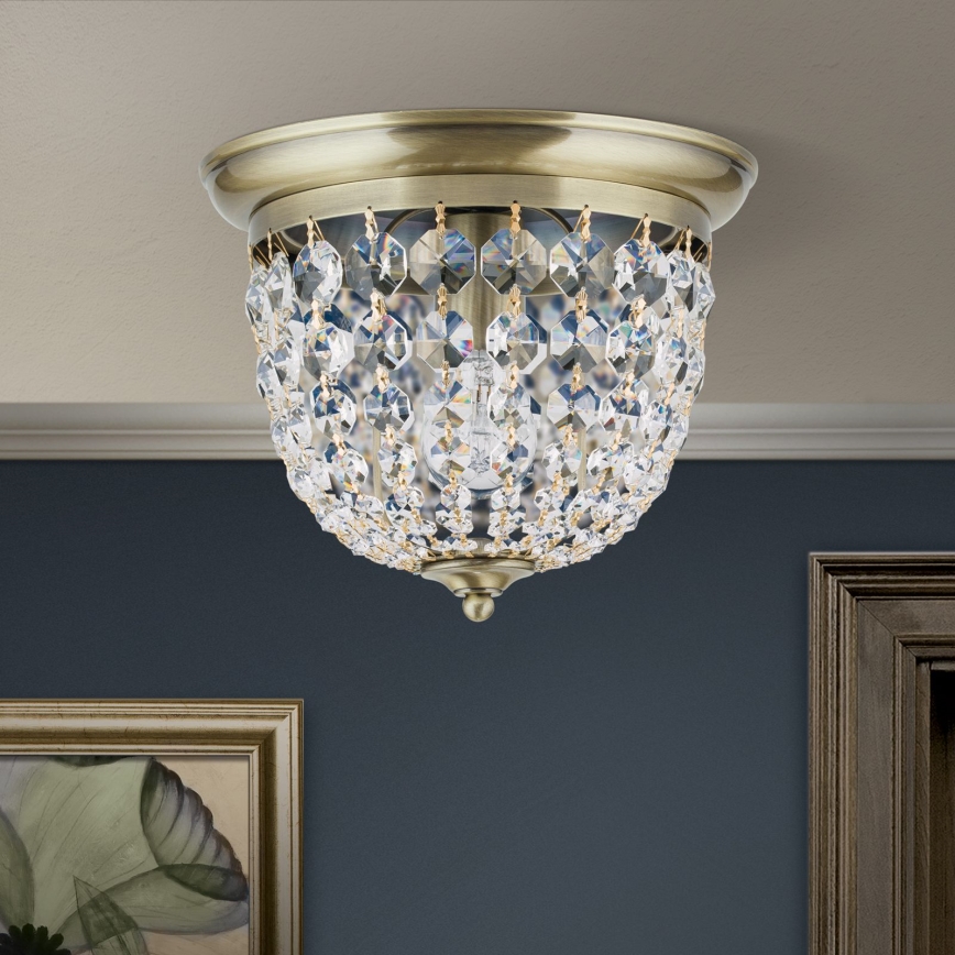 Kristalna stropna svetilka PLAFOND 1xE27/40W/230V pr. 26 cm bron