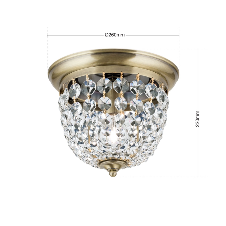 Kristalna stropna svetilka PLAFOND 1xE27/40W/230V pr. 26 cm bron
