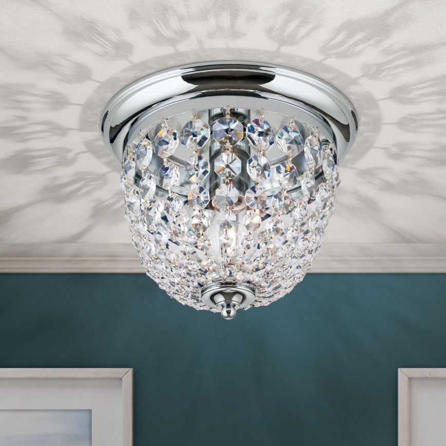 Kristalna stropna svetilka PLAFOND 1xE27/40W/230V pr. 26 cm sijajni krom