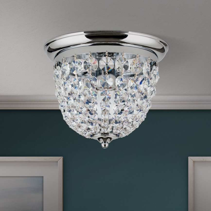 Kristalna stropna svetilka PLAFOND 1xE27/40W/230V pr. 26 cm sijajni krom
