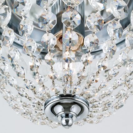 Kristalna stropna svetilka PLAFOND 1xE27/40W/230V pr. 26 cm sijajni krom