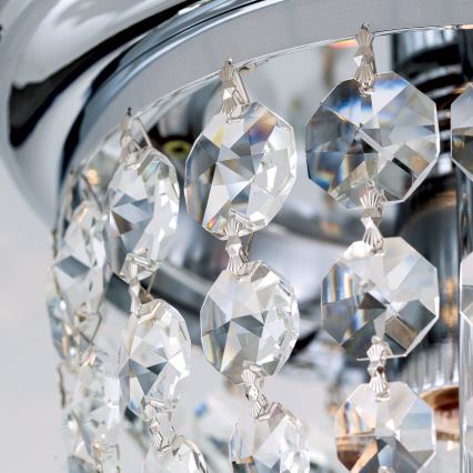 Kristalna stropna svetilka PLAFOND 1xE27/40W/230V pr. 26 cm sijajni krom