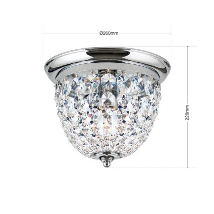 Kristalna stropna svetilka PLAFOND 1xE27/40W/230V pr. 26 cm sijajni krom