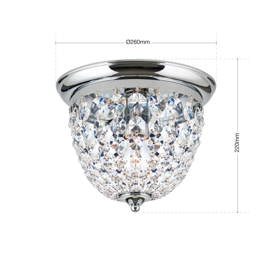 Kristalna stropna svetilka PLAFOND 1xE27/40W/230V pr. 26 cm sijajni krom