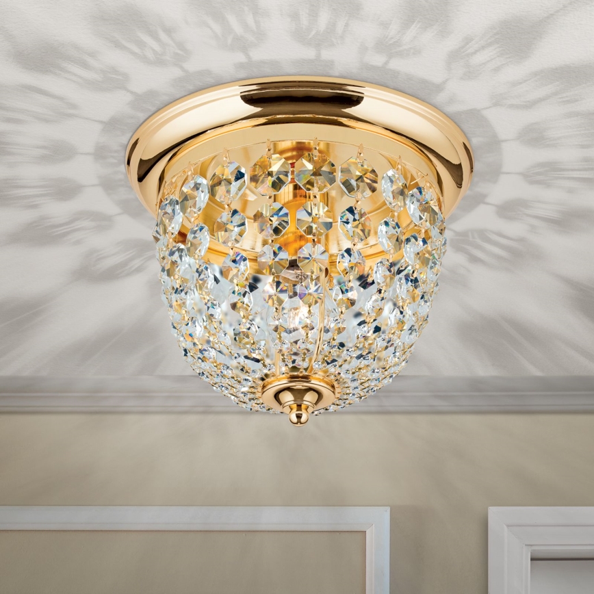 Kristalna stropna svetilka PLAFOND 1xE27/40W/230V pr. 26 cm zlata