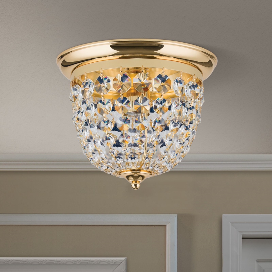 Kristalna stropna svetilka PLAFOND 1xE27/40W/230V pr. 26 cm zlata