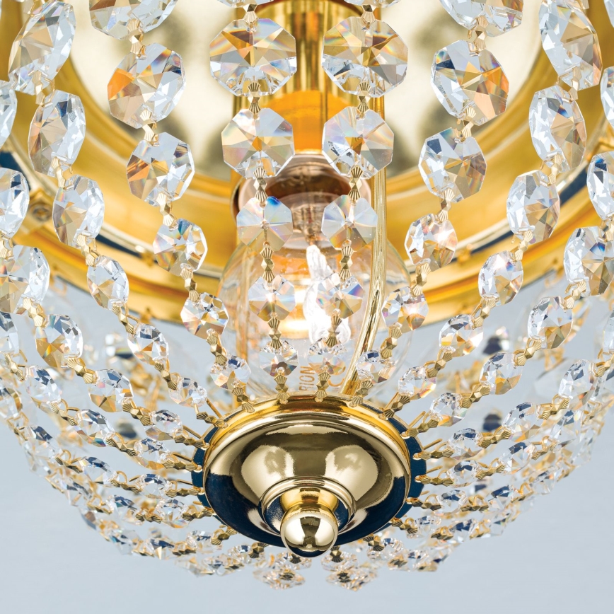 Kristalna stropna svetilka PLAFOND 1xE27/40W/230V pr. 26 cm zlata