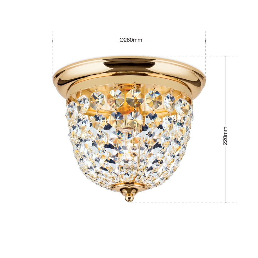 Kristalna stropna svetilka PLAFOND 1xE27/40W/230V pr. 26 cm zlata