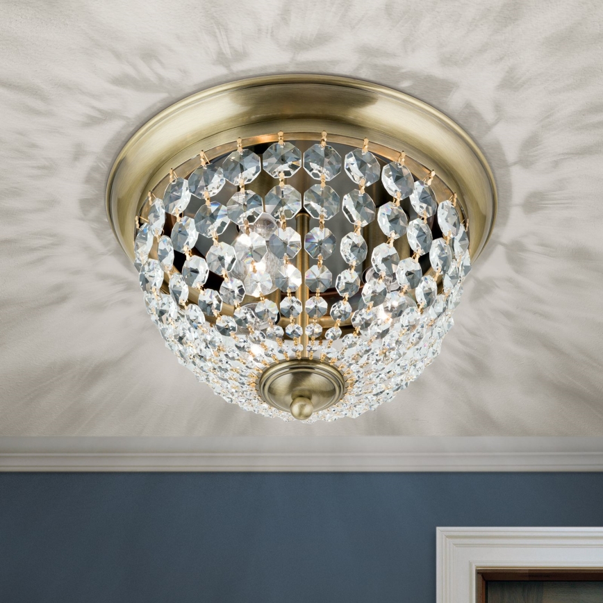Kristalna stropna svetilka PLAFOND 3xE27/40W/230V pr. 35 cm bron