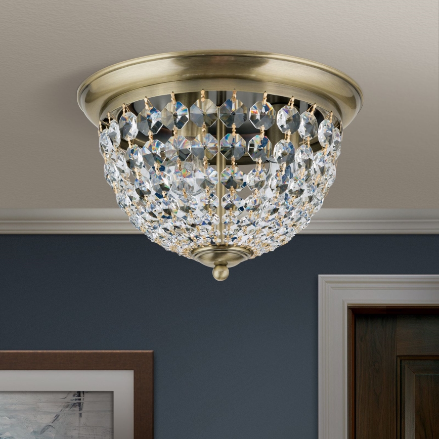 Kristalna stropna svetilka PLAFOND 3xE27/40W/230V pr. 35 cm bron