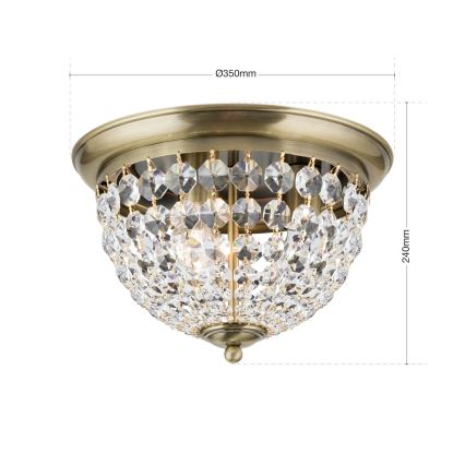 Kristalna stropna svetilka PLAFOND 3xE27/40W/230V pr. 35 cm bron