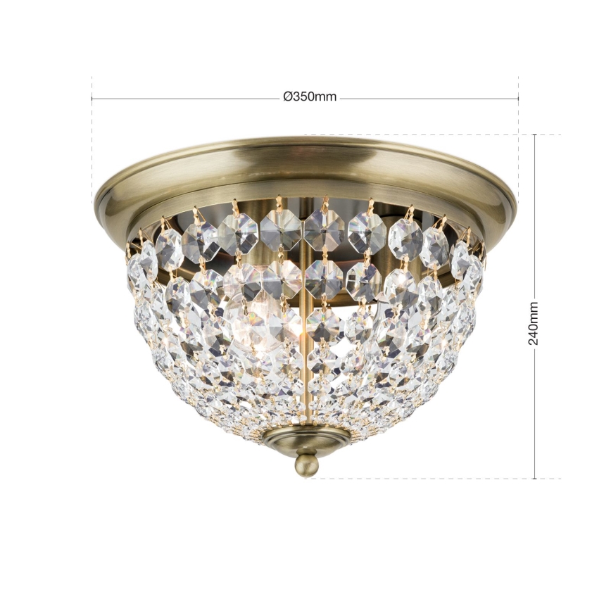 Kristalna stropna svetilka PLAFOND 3xE27/40W/230V pr. 35 cm bron