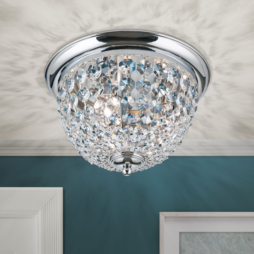 Kristalna stropna svetilka PLAFOND 3xE27/40W/230V pr. 35 cm sijajni krom