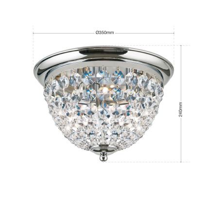 Kristalna stropna svetilka PLAFOND 3xE27/40W/230V pr. 35 cm sijajni krom
