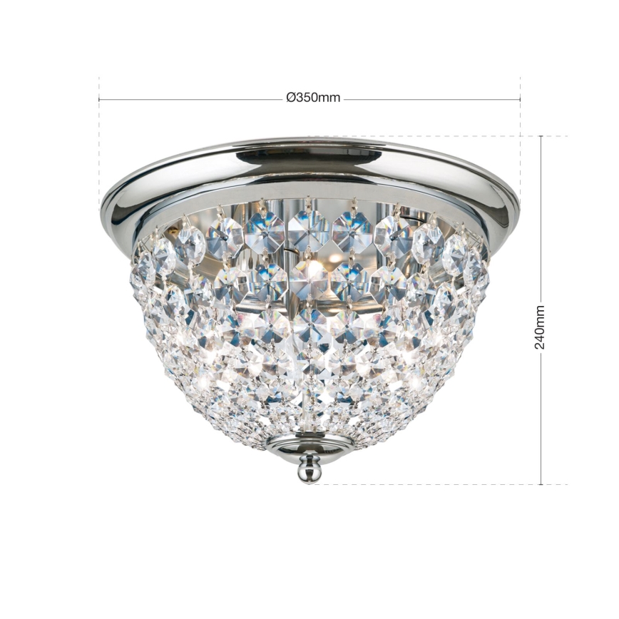 Kristalna stropna svetilka PLAFOND 3xE27/40W/230V pr. 35 cm sijajni krom