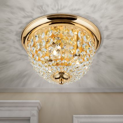 Kristalna stropna svetilka PLAFOND 3xE27/40W/230V pr. 35 cm zlata