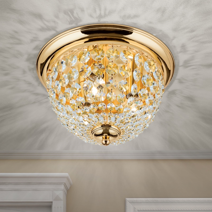 Kristalna stropna svetilka PLAFOND 3xE27/40W/230V pr. 35 cm zlata