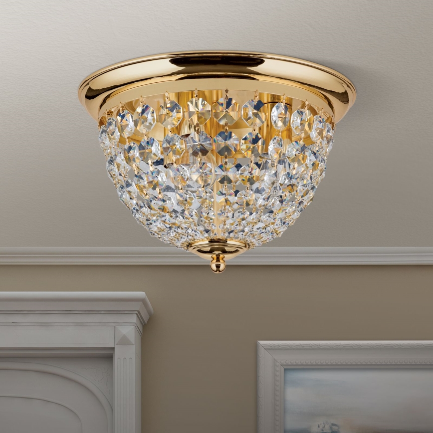 Kristalna stropna svetilka PLAFOND 3xE27/40W/230V pr. 35 cm zlata