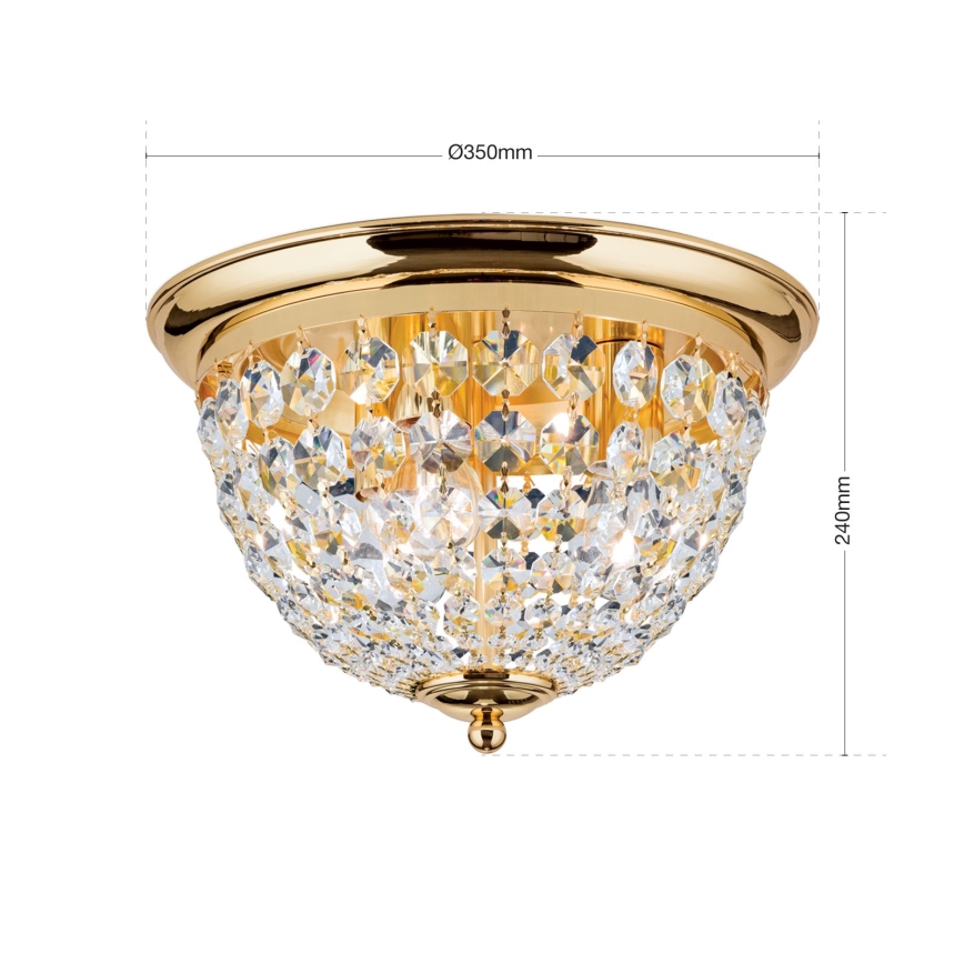 Kristalna stropna svetilka PLAFOND 3xE27/40W/230V pr. 35 cm zlata