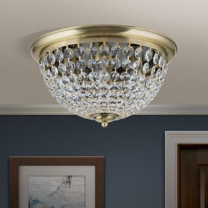 Kristalna stropna svetilka PLAFOND 6xE27/40W/230V pr. 47 cm bron