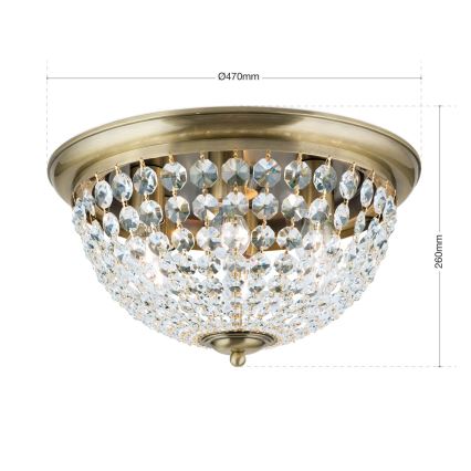 Kristalna stropna svetilka PLAFOND 6xE27/40W/230V pr. 47 cm bron