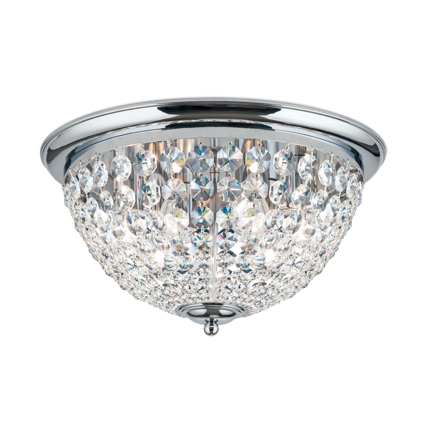 Kristalna stropna svetilka PLAFOND 6xE27/40W/230V pr. 47 cm sijajni krom