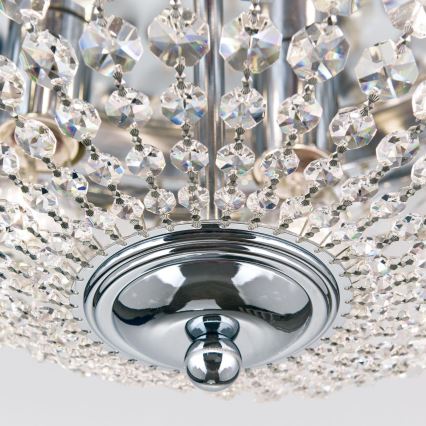 Kristalna stropna svetilka PLAFOND 6xE27/40W/230V pr. 47 cm sijajni krom