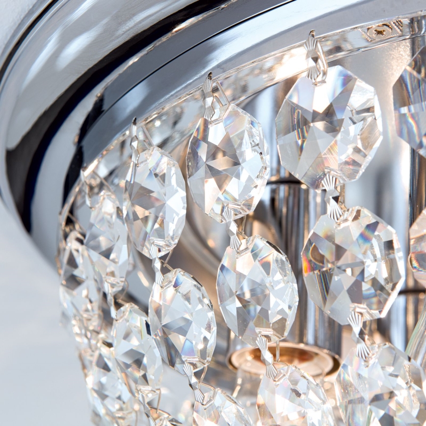 Kristalna stropna svetilka PLAFOND 6xE27/40W/230V pr. 47 cm sijajni krom