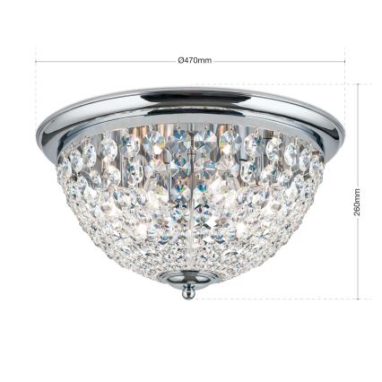 Kristalna stropna svetilka PLAFOND 6xE27/40W/230V pr. 47 cm sijajni krom