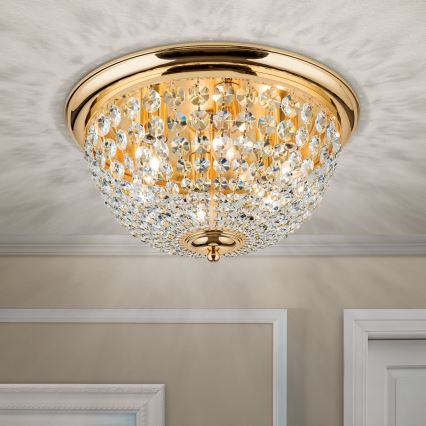Kristalna stropna svetilka PLAFOND 6xE27/40W/230V pr. 47 cm zlata