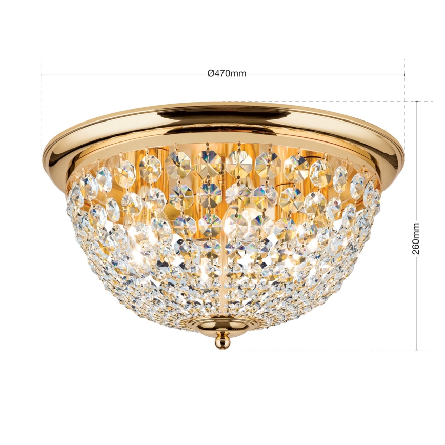 Kristalna stropna svetilka PLAFOND 6xE27/40W/230V pr. 47 cm zlata