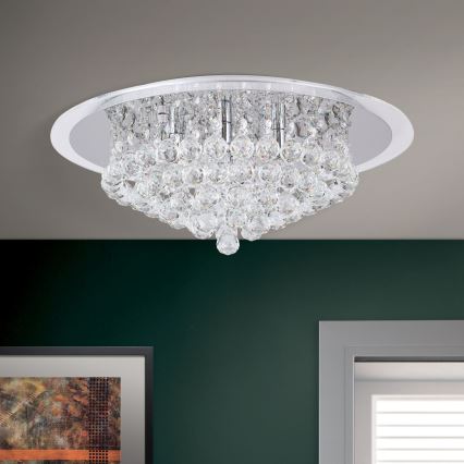 Kristalna stropna svetilka GLORIA 6xG9/40W/230V pr. 50 cm prozorna/sijajni krom