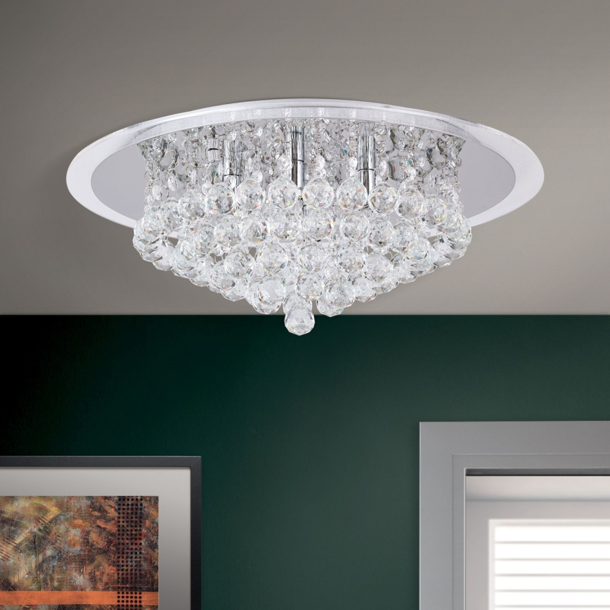 Kristalna stropna svetilka GLORIA 6xG9/40W/230V pr. 50 cm prozorna/sijajni krom