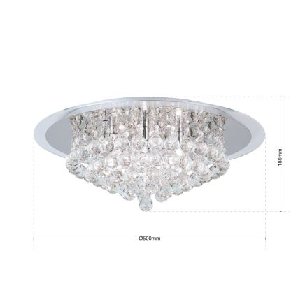 Kristalna stropna svetilka GLORIA 6xG9/40W/230V pr. 50 cm prozorna/sijajni krom