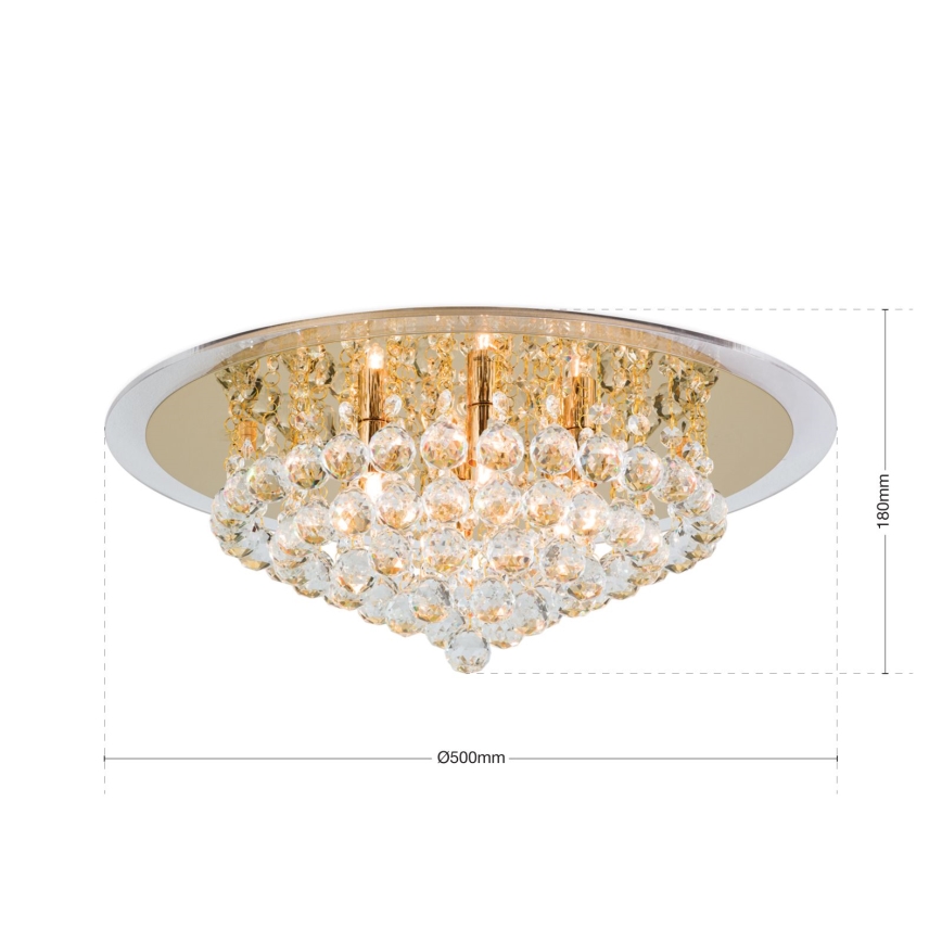 Kristalna stropna svetilka GLORIA 6xG9/40W/230V pr. 50 cm zlata
