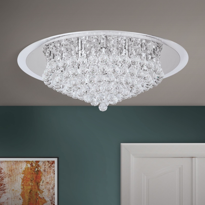 Kristalna stropna svetilka GLORIA 9xG9/40W/230V pr. 62 cm prozorna/sijajni krom