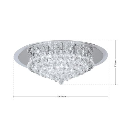 Kristalna stropna svetilka GLORIA 9xG9/40W/230V pr. 62 cm prozorna/sijajni krom