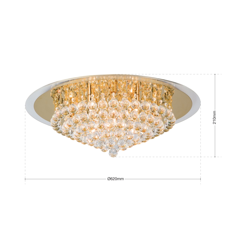Kristalna stropna svetilka GLORIA 9xG9/40W/230V pr. 62 cm zlata