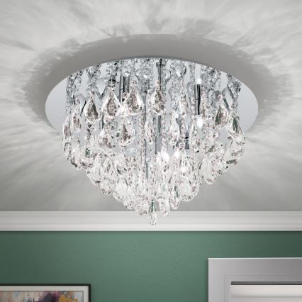 Kristalna stropna svetilka CELESTE 6xG9/40W/230V pr. 45 cm sijajni krom