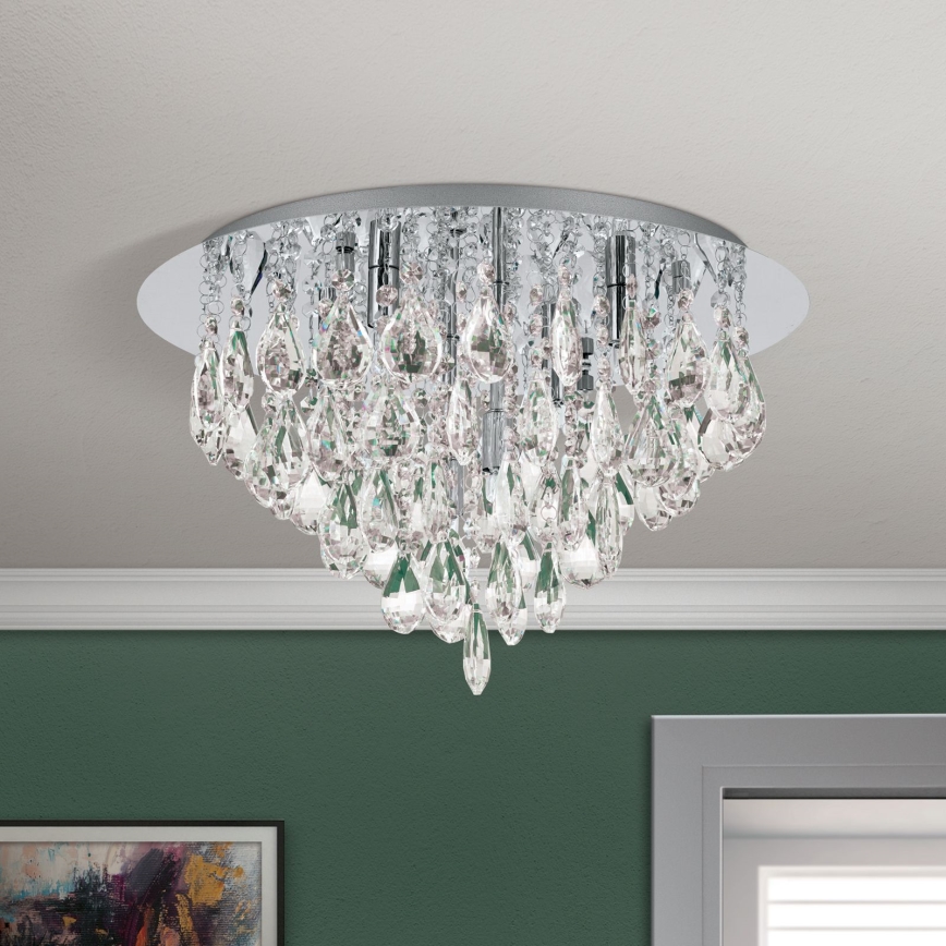 Kristalna stropna svetilka CELESTE 6xG9/40W/230V pr. 45 cm sijajni krom