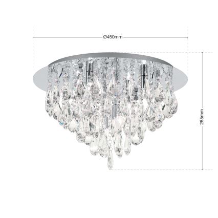 Kristalna stropna svetilka CELESTE 6xG9/40W/230V pr. 45 cm sijajni krom