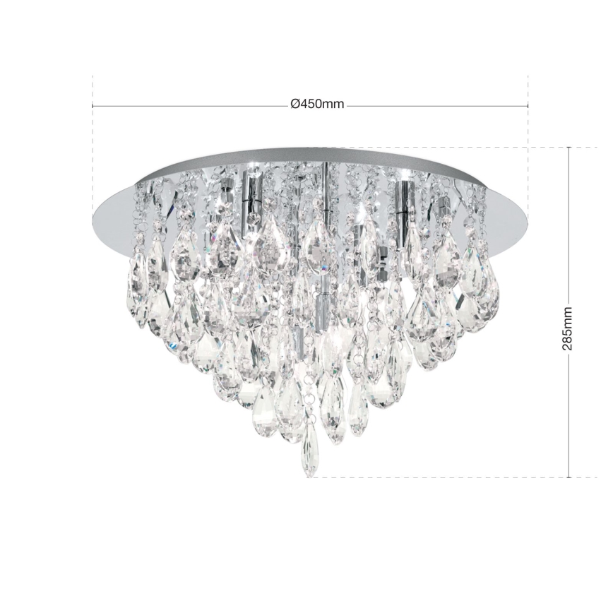 Kristalna stropna svetilka CELESTE 6xG9/40W/230V pr. 45 cm sijajni krom