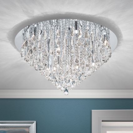 Kristalna stropna svetilka CELESTE 12xG9/40W/230V pr. 75 cm sijajni krom