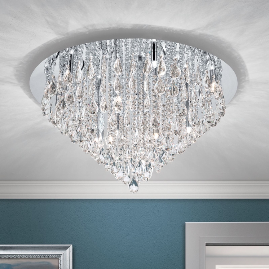 Kristalna stropna svetilka CELESTE 12xG9/40W/230V pr. 75 cm sijajni krom