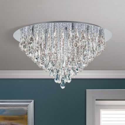 Kristalna stropna svetilka CELESTE 12xG9/40W/230V pr. 75 cm sijajni krom