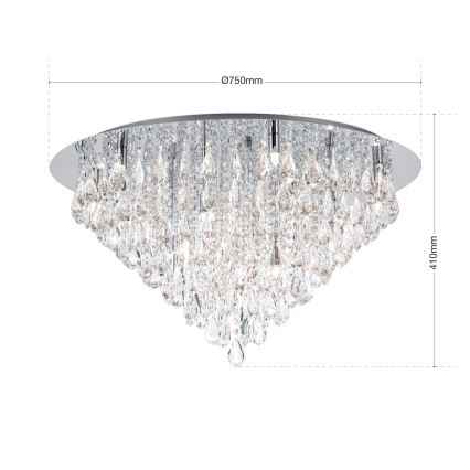 Kristalna stropna svetilka CELESTE 12xG9/40W/230V pr. 75 cm sijajni krom